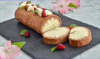 Рецепт Бисквитный рулет с кремом Ураган