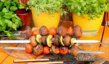 Рецепт Шашлык из шампиньонов на мангале