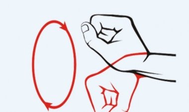 Расслабить шею и плечи с помощью вращения кистями рук