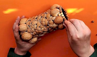 Ваза из скорлупы грецких орехов - DIY Полезные поделки
