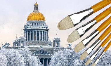 Рисунок гуашью "Зимний Петербург"