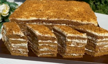 Большой медовый торт на 30 человек, самый простой торт