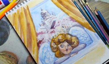 Ангел и крыши Петербурга. Рисуем акварелью.mp4