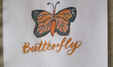 Lettering and doodle art - butterfly #леттеринг #lettering #brushpen #calligraphy #брашпен