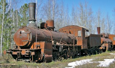 Стройка 503, ГУЛАГ, брошенные паровозы в тайге.