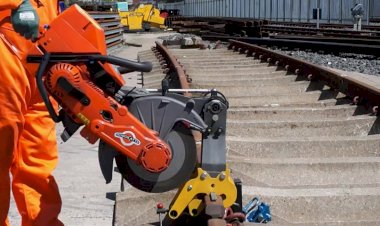 Автоматическая рельсовая пила. Резка рельсов