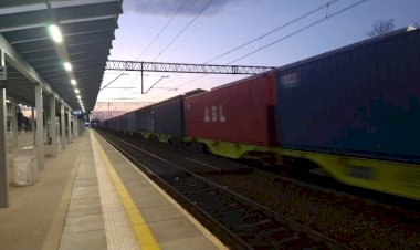 На Высокой Скорости Через Станцию Еленя-Гура, Контейнерный Поезд