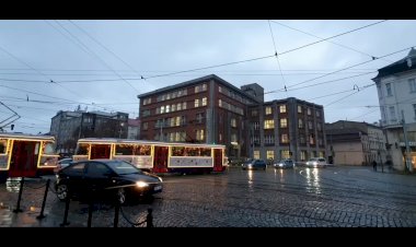 Рождественский Трамвай Tatra T3 в городе Оломоуц