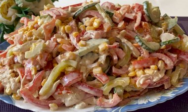 Овощной салат с курочкой. Быстро и просто