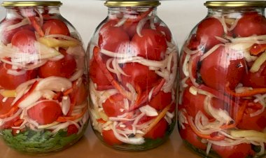 Соленые помидоры с луком и перцем на зиму