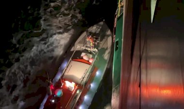 Лоцман покидает корабль после выхода из порта Дублина