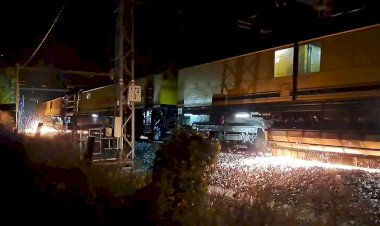 Работа рельсошлифовального поезда