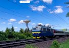 Перевозка ретро-машин, Шкода 350 008-9 с вагонами автовозами и охраной